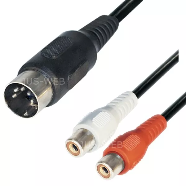 Audio Kabel von 2x Cinch Buchsen OUT zu 5pol DIN Stecker IN 0,2m Adapter kdo