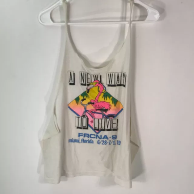 Womens Sleeveless A New Way To live Frcna 9 Graphic White Tank Top Size Medium