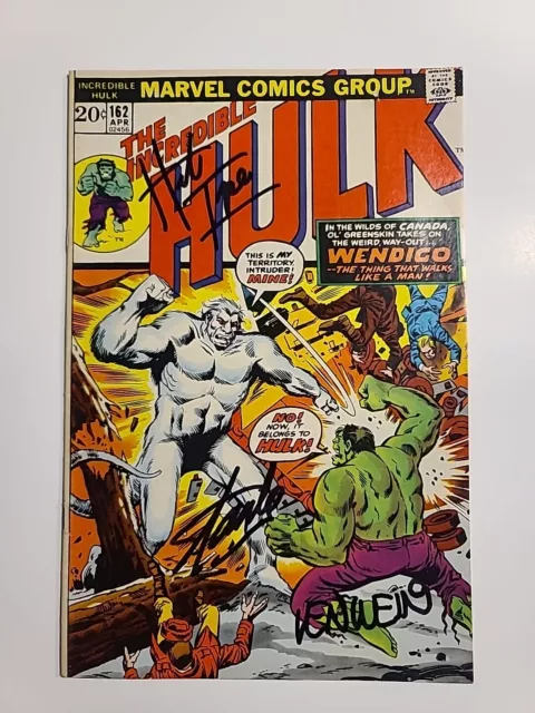 Incredible Hulk #162 FN+7.0 1st app. of Wendigo! Signed Wein, Trimpe & Stan Lee!