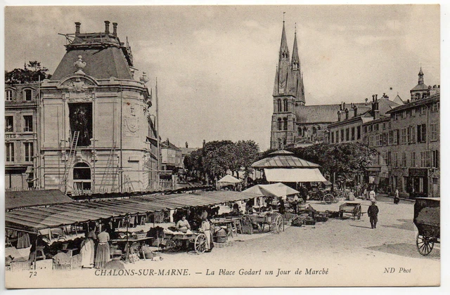 CHALONS SUR MARNE - Marne - CPA 51 - Marchés - Place Godart jour de Marché 1