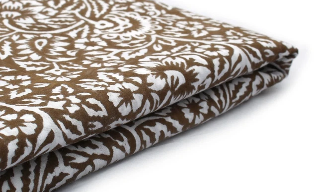 2.7m Indien Main Bloc Imprimé Floral Tissu Coton Couture Matériel Artisanat Robe