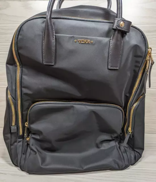 TUMI Uma BACKPACK Voyageur BLACK GOLD Nylon TRAVEL Computer BAG 15" LAPTOP 