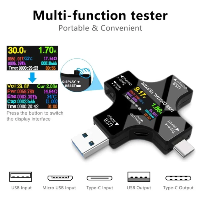 TYPE-C PD USB Tester DC Digital Voltmeter Amperimetor Voltage Current ...