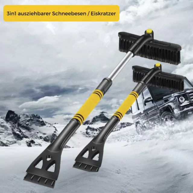 3 in 1 Schneebesen Eiskratzer Teleskop Schnee Bürste, Eiskratzer, Auto Besen