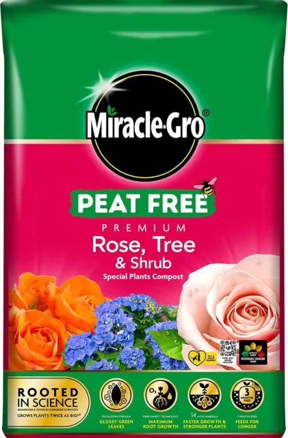 Miracle-Gro Compost Rose Tree & Shrub Premium Peat Free Potting Soil 20L