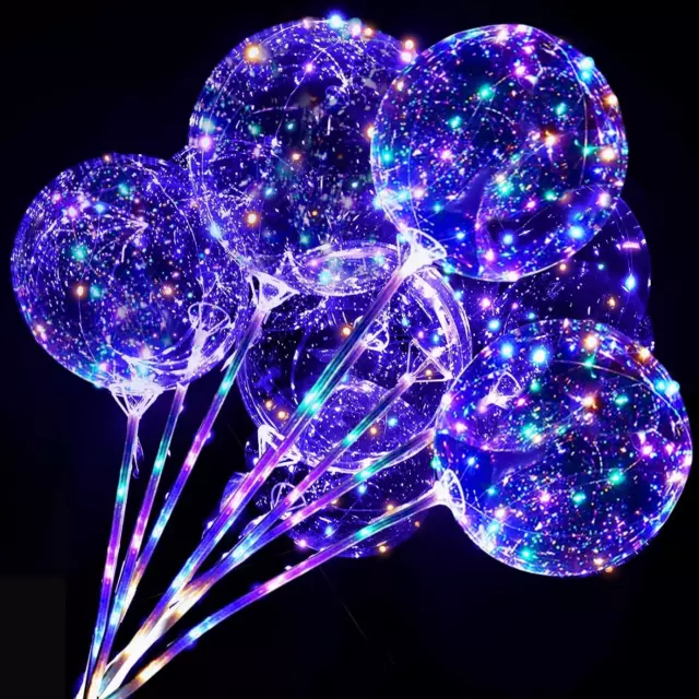 10er-Pack Wiederverwendbare LED Ballons, klare Lichtballons mit Stöcken + Luftpumpe,
