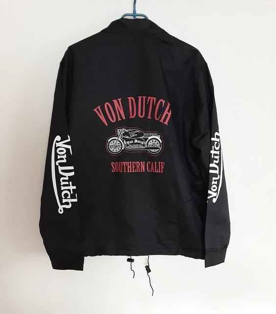 TAILLE L Coupe-Vent Blouson Noir Motard Vintage 90's VON DUTCH