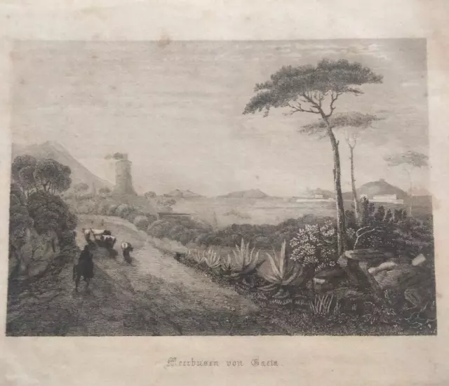 1840 Incisione Su Acciaio Veduta Del Golfo Di Gaeta Latina Lazio