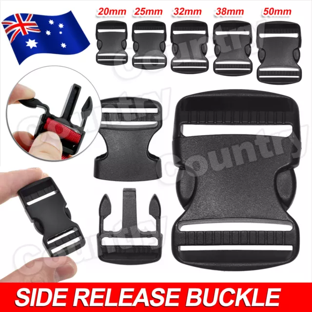 Black Plastic Side Quick Release Buckle Clip Cord Strap Fastener Webbing Bag
