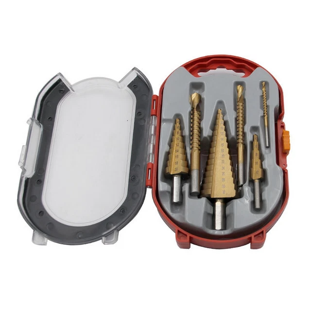 6Pcs HSS Steel Titanium Hex Step Drill Bit Set Cone  Drilling Hole Saw Tool