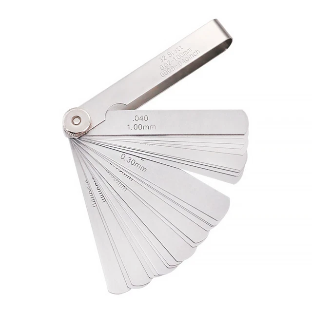 Jauge D'épaisseur 32 Lames En Acier Inoxydable Métrique Impérial 0,04-0,88 Mm Outil De Mesure