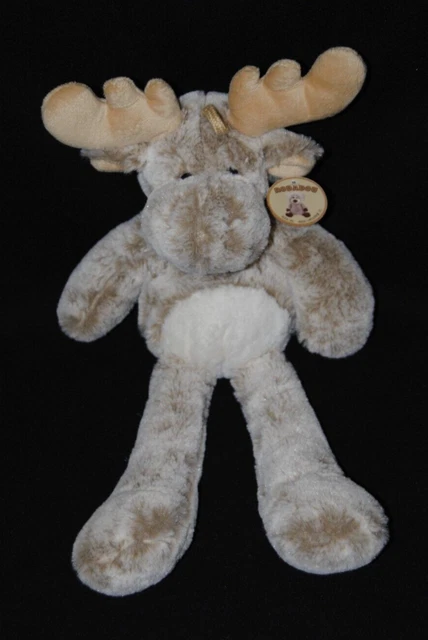 Peluche doudou cerf élan renne RODADOU RODA beige blanc chiné 40 cm 100% NEUF