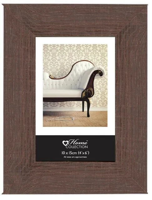 Scatola Foto Cornice Quadro 4""x6"" Vetro Legno Ritratto Tavolo Marrone Cioccolato