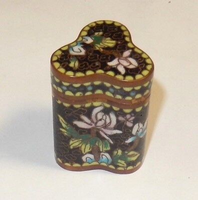 Old 19Th Century Cloisonne Floral Black Enamel Opium Canister Jar Box