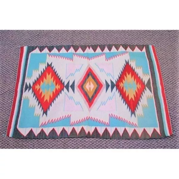 NAVAJO RUG 1920's Hand Woven Wool Rug Ganado Crystal Pattern 48" x 32.2"