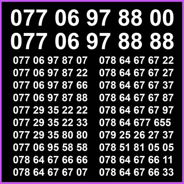 Easy Memorable Mobile Number VIP Gold SIM Card Platinum Diamond Numbers O2 UK