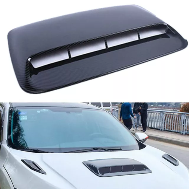 Car Hood Scoop Air Flow Intake Vent Bonnet Cover Carbon Fiber Look Decoration