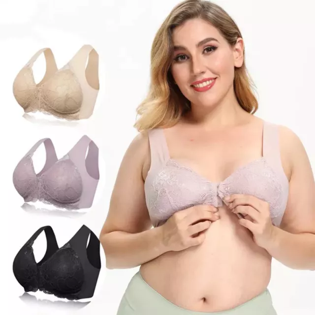 Lined Women Bras Lace Front Closure Brassiere Wireless Sexy