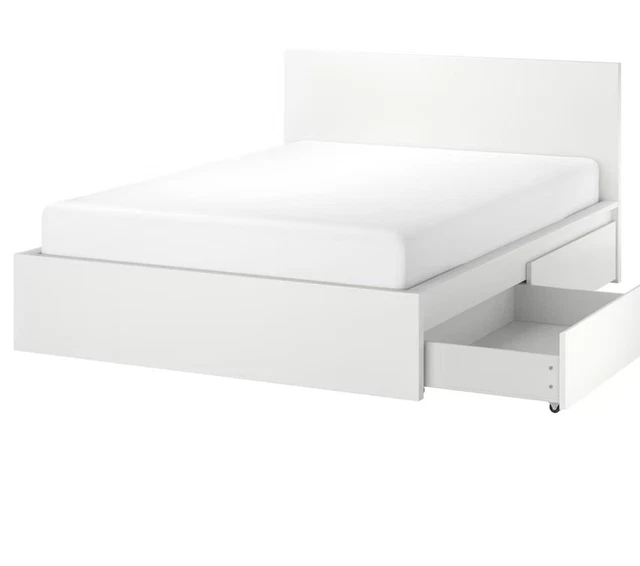 IKEA MALM BED White King Size With 4 Storage Drawers £200.00 PicClick UK