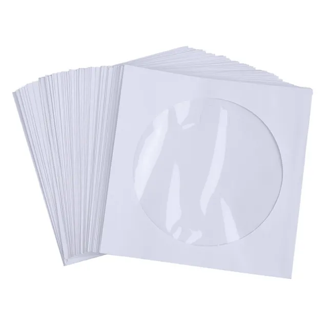 1050pcs CD DVD Disc Paper Sleeves Enveloppes Storage Clear Window Base Base