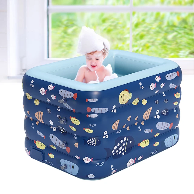 AUTO INFLATABLE BATH Tub Foldable Portable Baby Swimming Pool Pearl