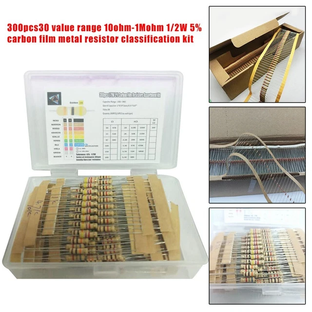 Kit résistance polyvalent 300 pièces 10 ohms 1 Mohm haute précision 5 % tolé