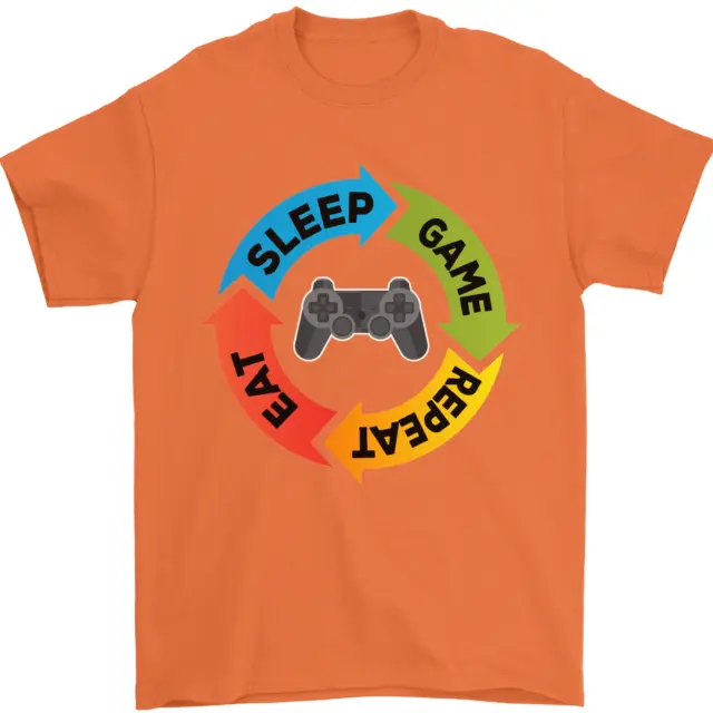 Gamming Eat Sleep Game Repeat Gamer Mens T-Shirt 100% Cotton 4