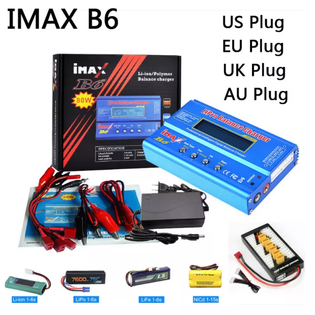 Cargador de equilibrio LiPo digital IMAX B6AC 80W LCD para batería Lipo/Li-ion/LiFe/NiMh