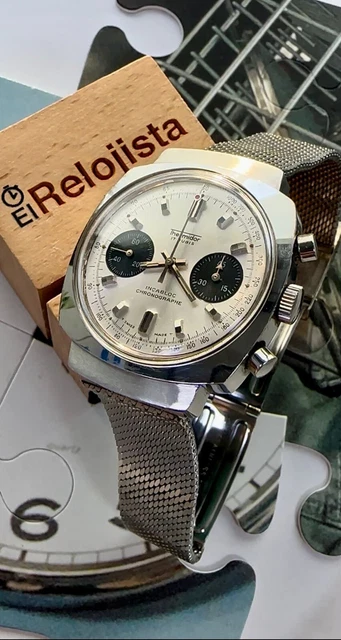 THERMIDOR VALJOUX 7733 PANDA CHRONOGRAPH SWISS WATCH 1970'S 38mm