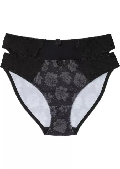 Confezione da 2 slip taglia 40/42 neri grigio ardesia slip da donna mutande mutande nuove*
