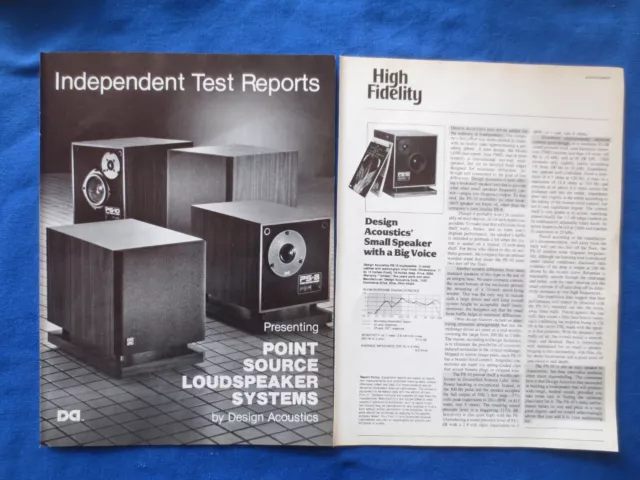 Design Acoustics Point Source PS-10 Magazine Ad Reviews PS-8 Audio Oct 1983 Orig