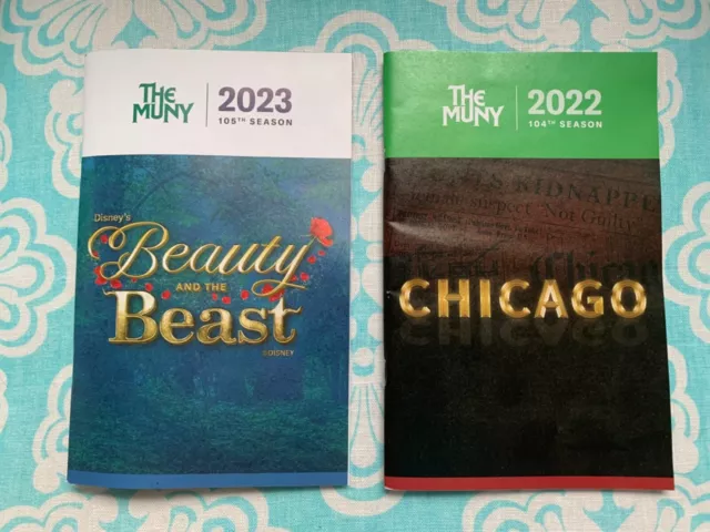 Lot of two Broadway show programs: Chicago and Beauty and the Beast at The Muny
