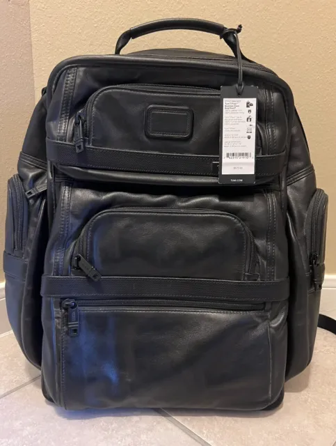 NEW - TUMI Alpha 2 Black LEATHER T-Pass Business Brief Backpack, 096578D2