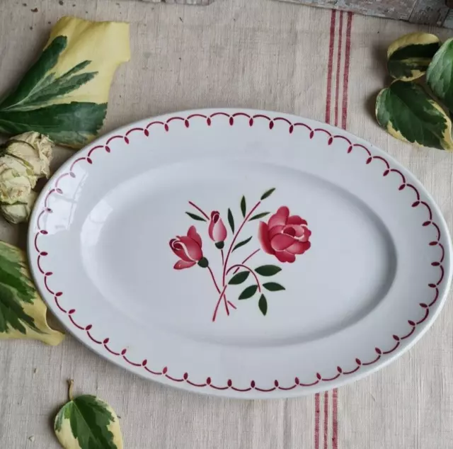 Ancien Plat Ovale Digoin Badonviller ... Decor De Fleurs