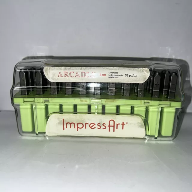 Kit de estampado de metal minúsculo de 3 mm fuente ImpressArt Arcadia 33 piezas artesanía artesanía