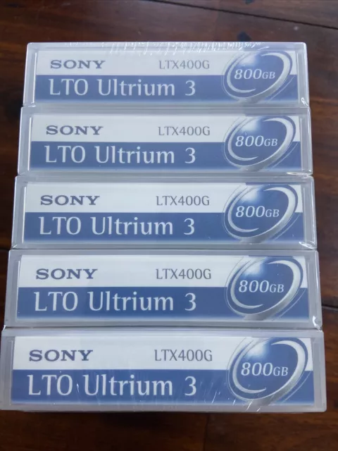 5 X original Sony LTX 400G LTO Ultrium 3 400GB/800GB Data Cartridge unwrapped
