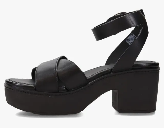 FitFlop Womens Pilar Ankle Strap Black Platform Sandals, US 9 New