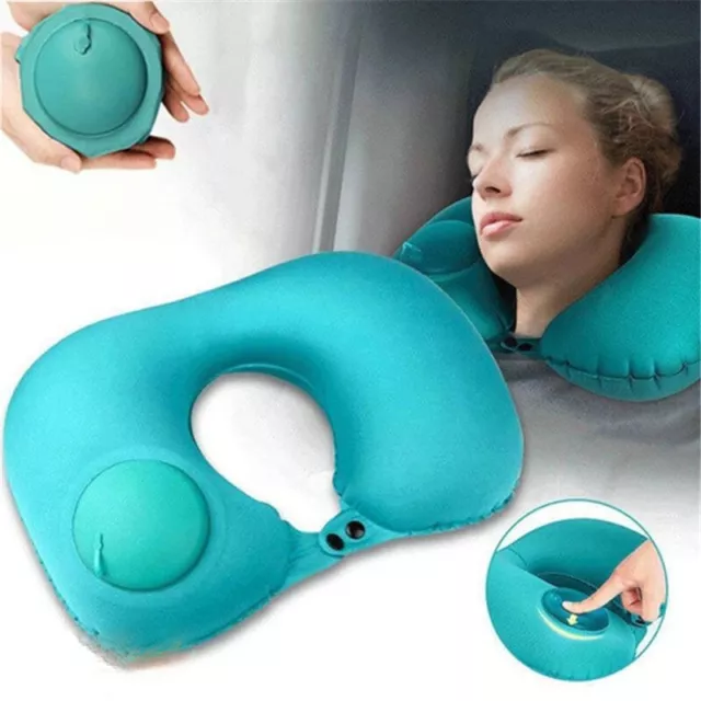 Inflatable U-Shaped Neck Pillow Flight Travel Rest Head Support Air Cushion Soft