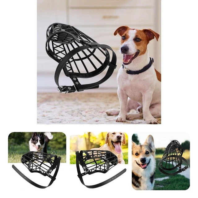 Cómodo protector facial para mascota con hebilla diseño de cachorro hocico mascota negro