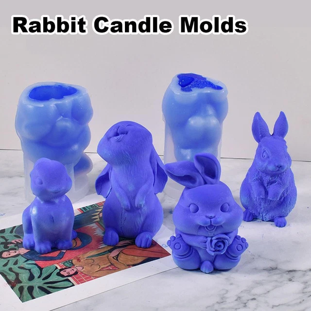 Navidad Conejo de Pascua Regalo Vela enana Silicona Arte Molde Yeso Forma Q4R4