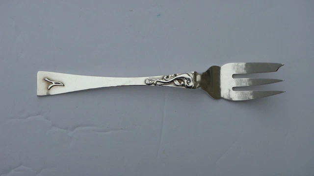 Vintage C. P.petersen "Dolphin" Sterling Silver Dessert Fork 6 1/4 ", Montreal