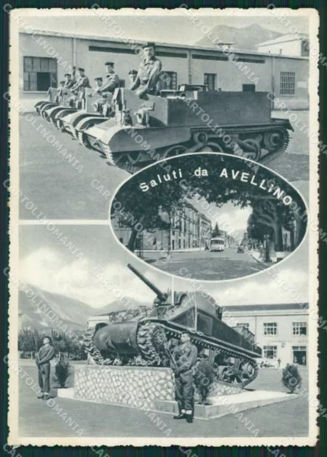 Avellino Città Saluti da Militari TRACCE UMIDO FG cartolina ZKM6920