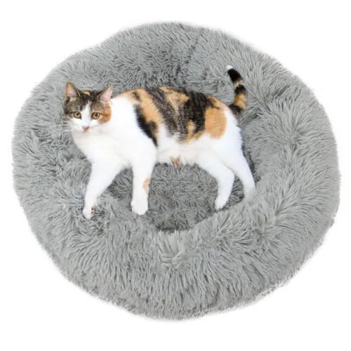 Dog Cat Bed Donut Soft Plush Cat Beds For Calming Pet Nest Anti Anxiety Washable 3