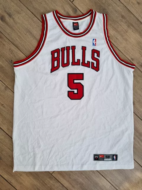 Vintage Nike Chicago Bulls Jersey Jalen Rose #5 White Size XXL Distressed
