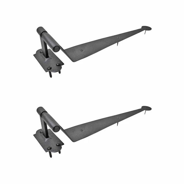 Black Offset Strap Lift Off Pintle Hinge 11 3/4" Large Cast Iron Pack of 2