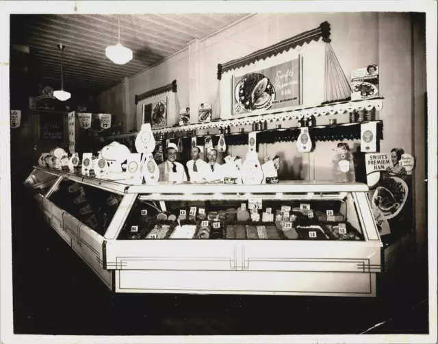 Vintage Grocery Store Interior Deli Counter Display Workers Photo E CL1