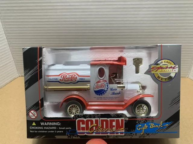 GOLDEN CLASSIC PEPSI COLA DIECAST COIN BANK - Red & White & Blue  MINT IN BOX