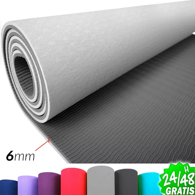 Esterilla Yoga Pilates Gimnasia Fitness TPE Algodon SIN Latex o PVC 6 mm ESPESOR