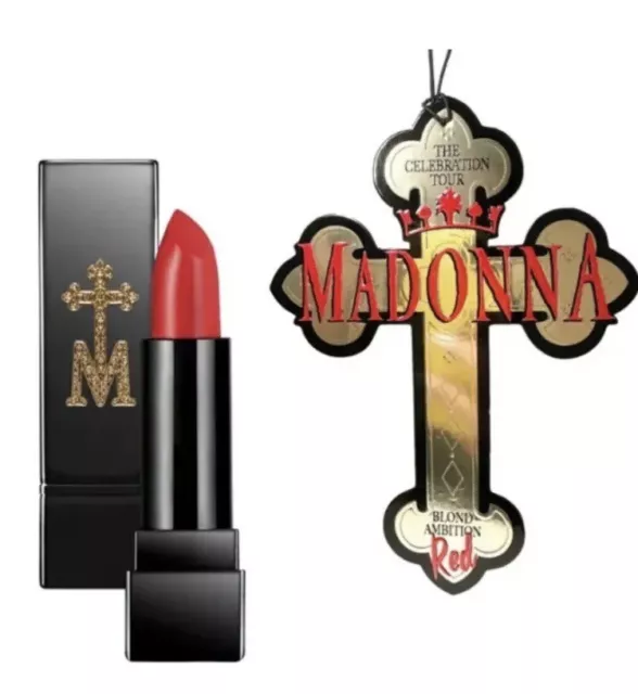 Madonna Celebration Tour Blond Ambition Lipstick  Make Up Necklace Cross. RARE