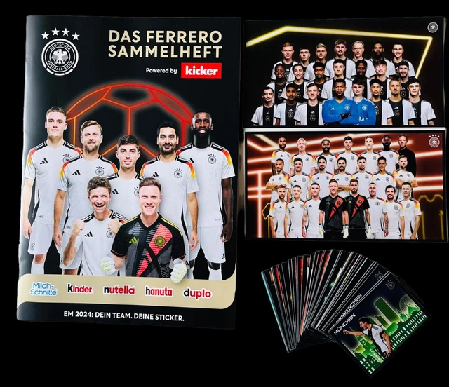Ferrero Label Sticker FERRERO SAMMELHEFT + alle 62 Sticker Komplett Set UEFA Euro 2024 DFB ...